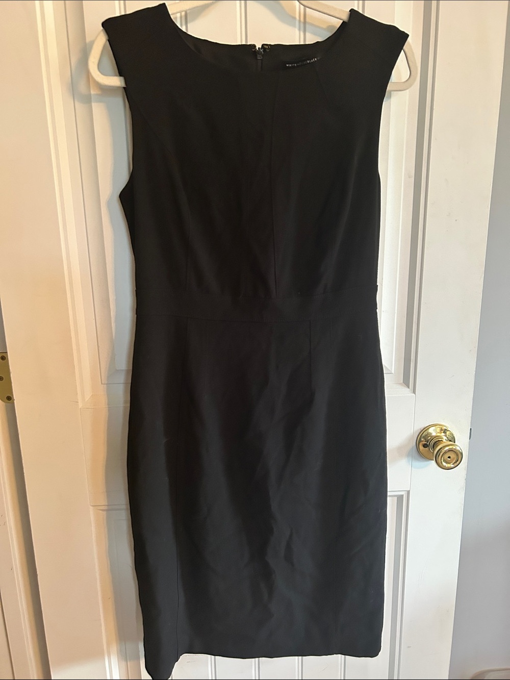 White House Black Market Black Sleeveless Midi Sheath Dress
